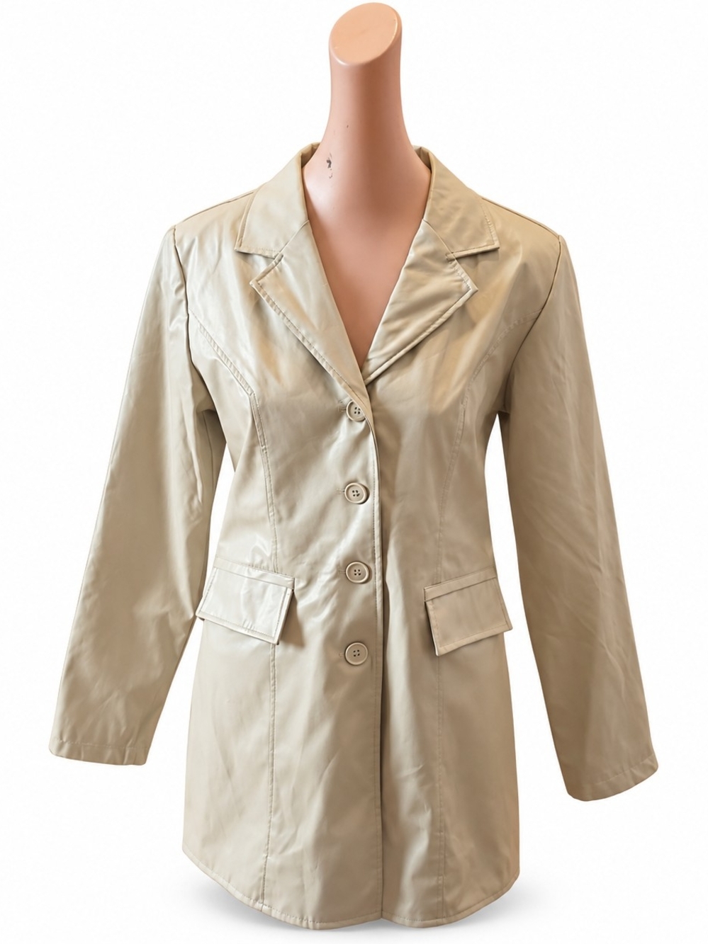 Rave Beige Vegan Leather Jacket - Women's Size , Small.
